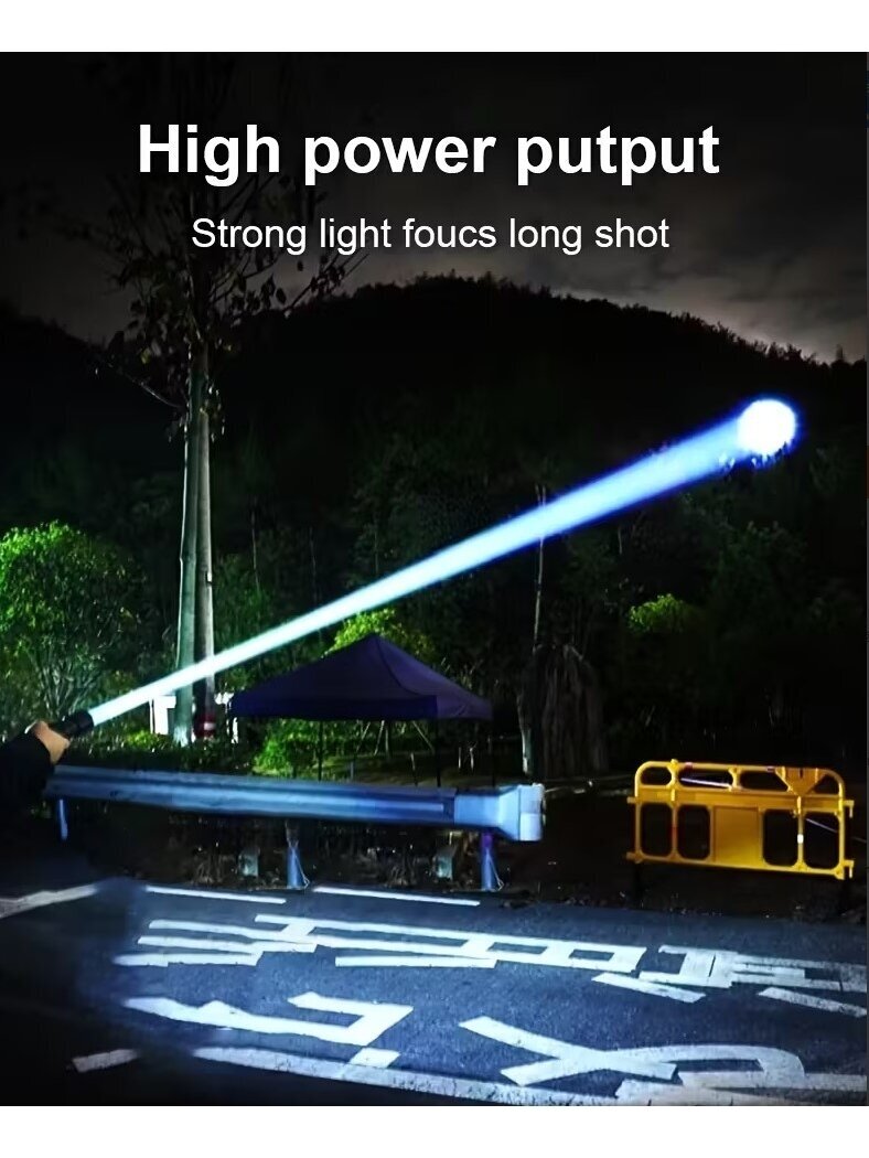 Ultra-bright LED telescopic flashlight with zoom focus function and digital display. 2