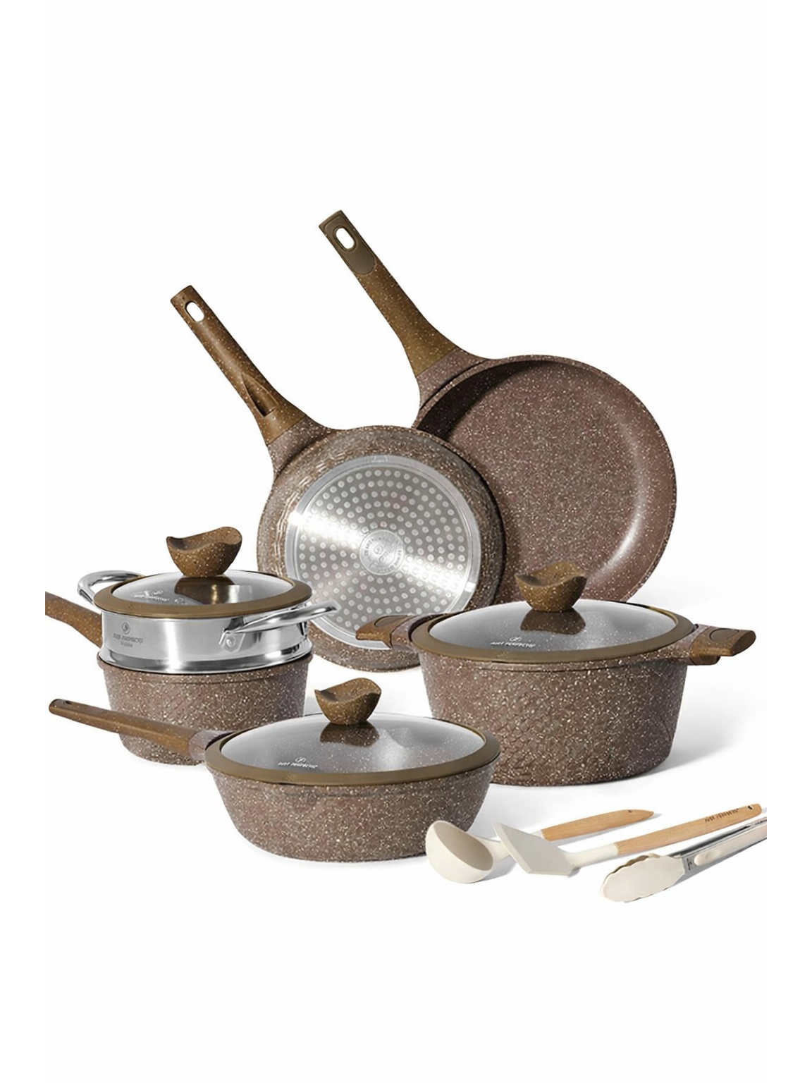 Just Perfecto MK‑26 – 12‑osaline graniitnõude komplekt, pruun