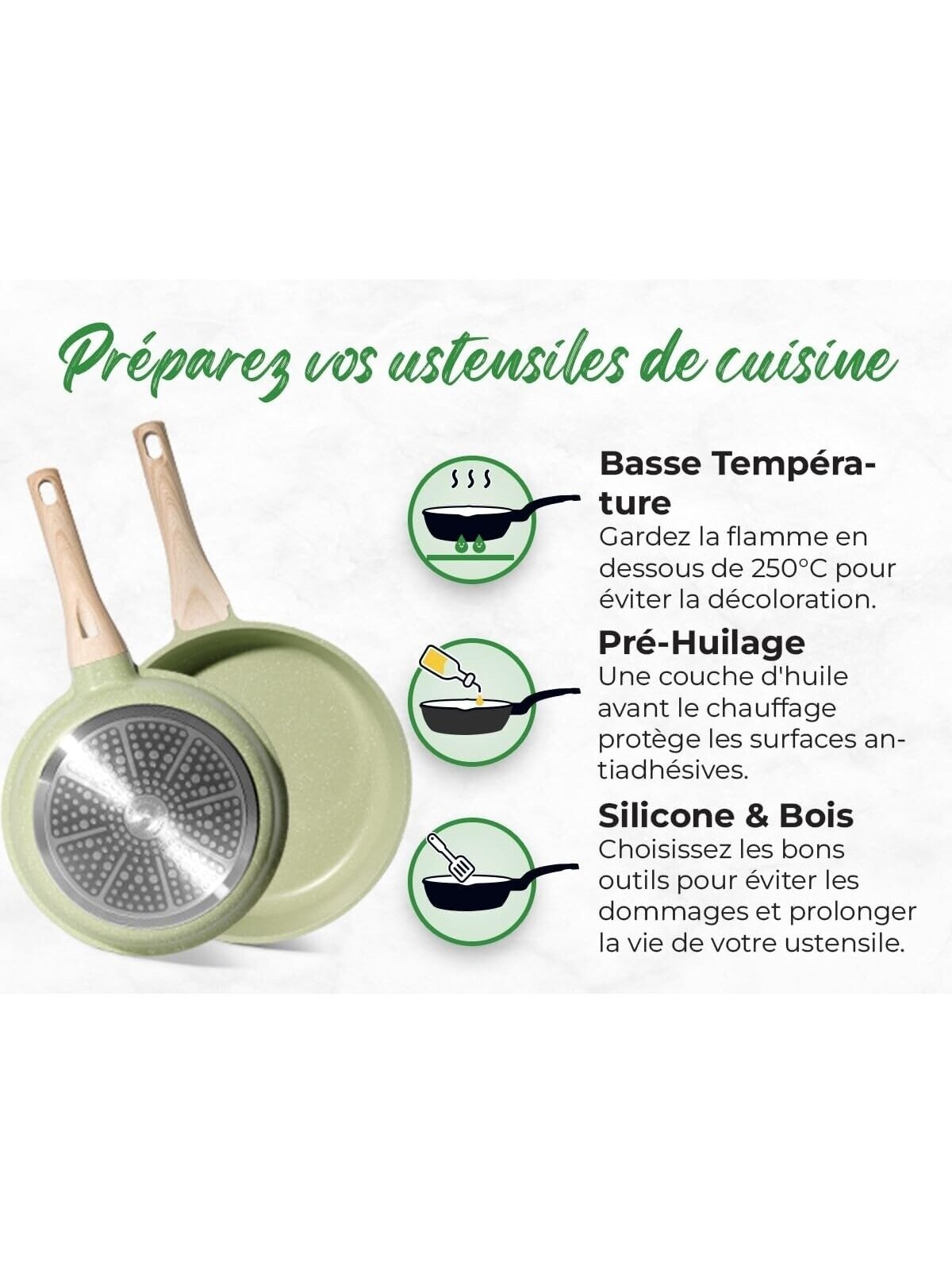 Just Perfecto MK-787: 15-Piece Granite Cookware Set – Green 4