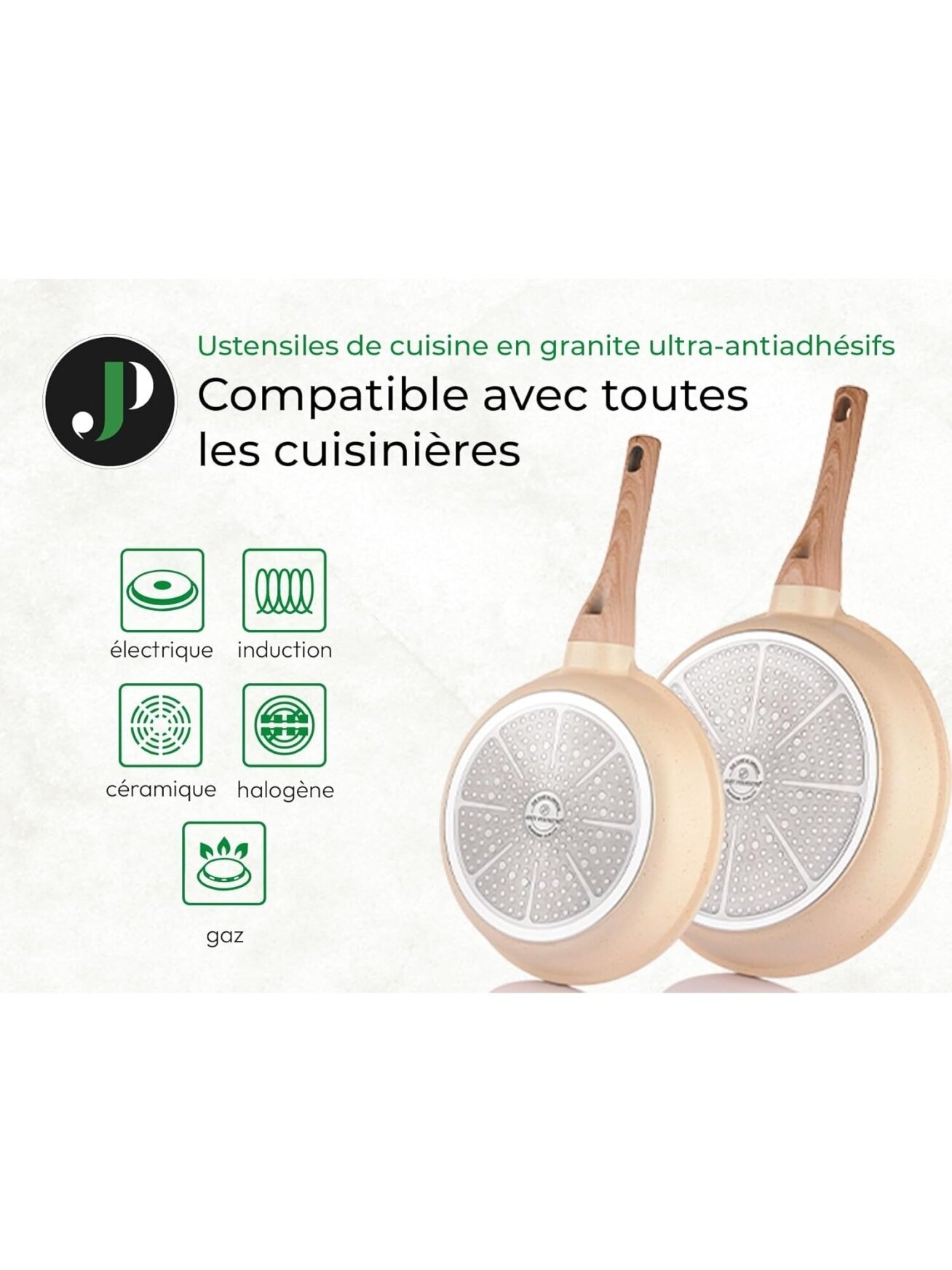 Just Perfecto MK-721, 21-Piece Granite Cookware Set – Beige 8