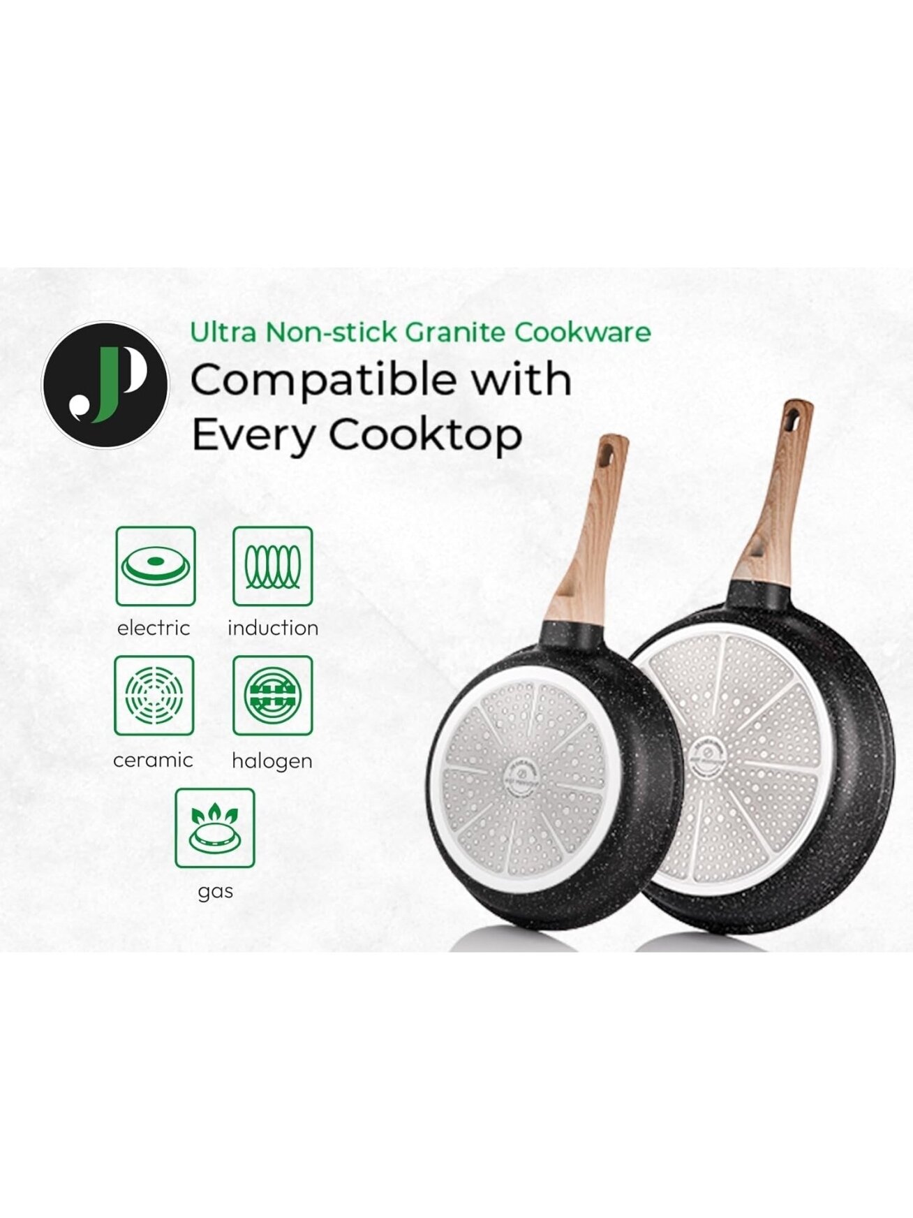 Just Perfecto MK‑778: 14‑Piece Granite Cookware Set – Black 2