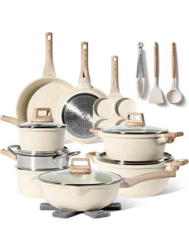 Just Perfecto MK-721, 21-Piece Granite Cookware Set – Beige