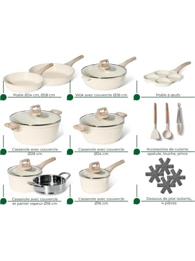 Just Perfecto MK-721, 21-Piece Granite Cookware Set – Beige