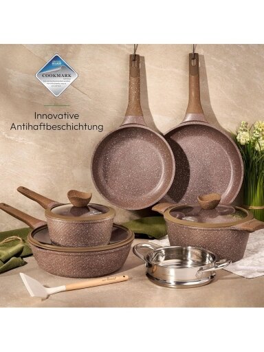 Just Perfecto MK‑26: 12‑Piece Granite Cookware Set – Brown