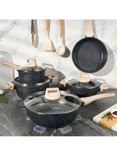 Just Perfecto MK‑778: 14‑Piece Granite Cookware Set – Black