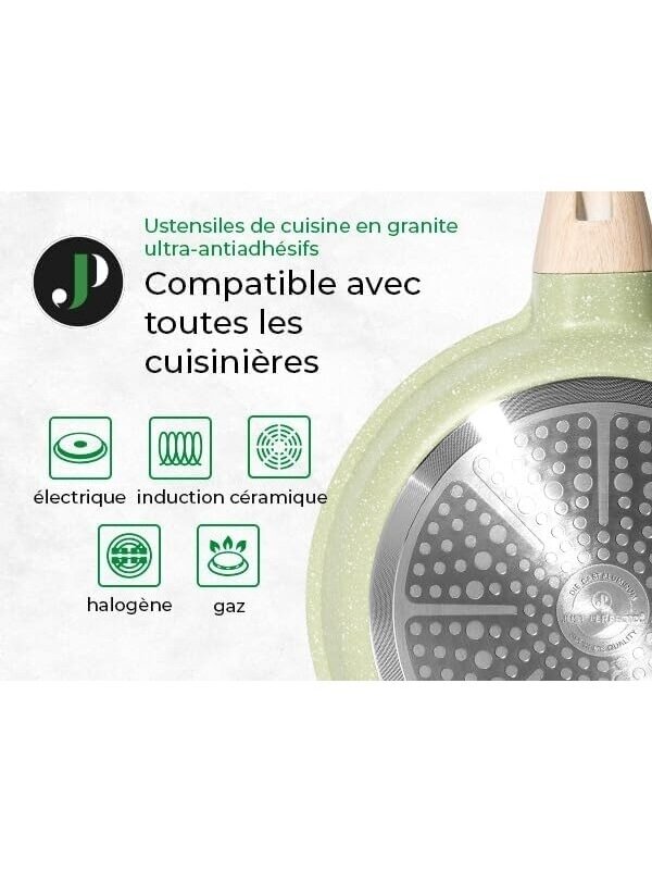 Just Perfecto MK-787: 15-Piece Granite Cookware Set – Green 3