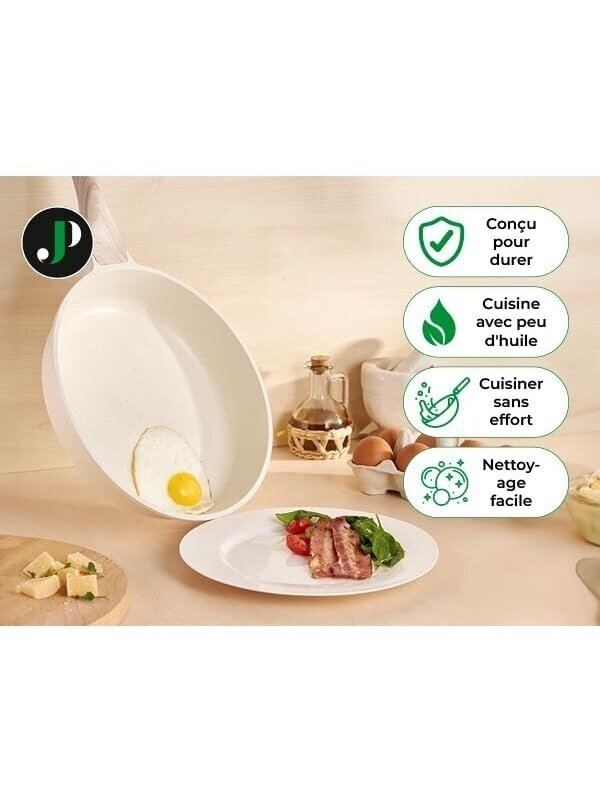Just Perfecto MK-996: 18 Pieces Granite Cookware Set with Removable Handle - Biege 2