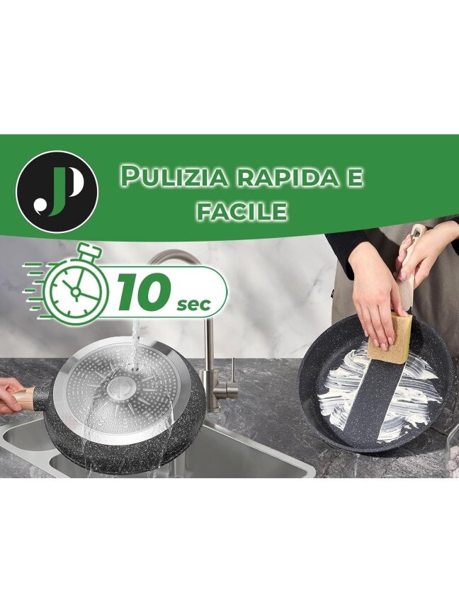 Just Perfecto MK-111, 15-Piece Granite Cookware Set – Black 4