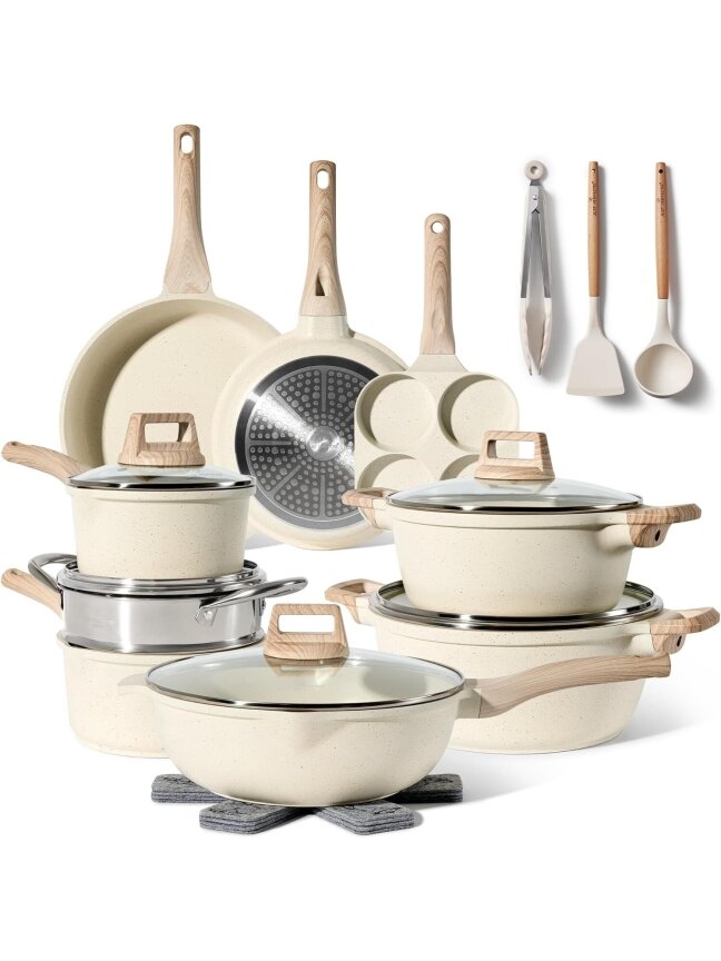 Just Perfecto MK-721, 21-Piece Granite Cookware Set – Beige