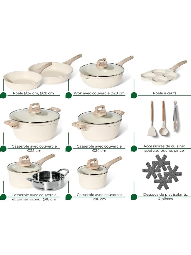 Just Perfecto MK-721, 21-Piece Granite Cookware Set – Beige 1