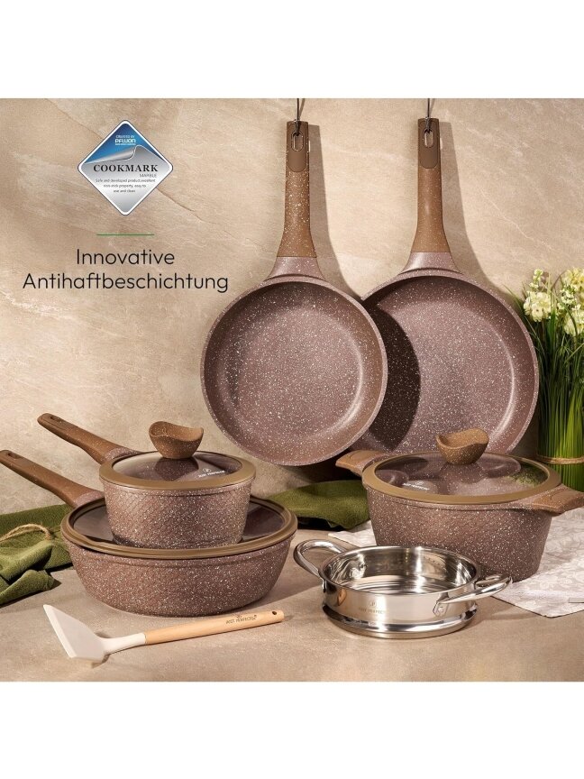 Just Perfecto MK‑26 – 12‑osaline graniitnõude komplekt, pruun 1