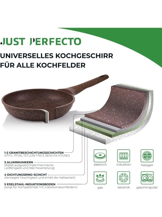 Just Perfecto MK‑26 – 12‑osaline graniitnõude komplekt, pruun 3