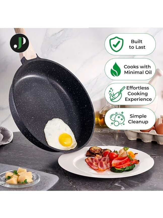 Just Perfecto MK‑778: 14‑Piece Granite Cookware Set – Black 3