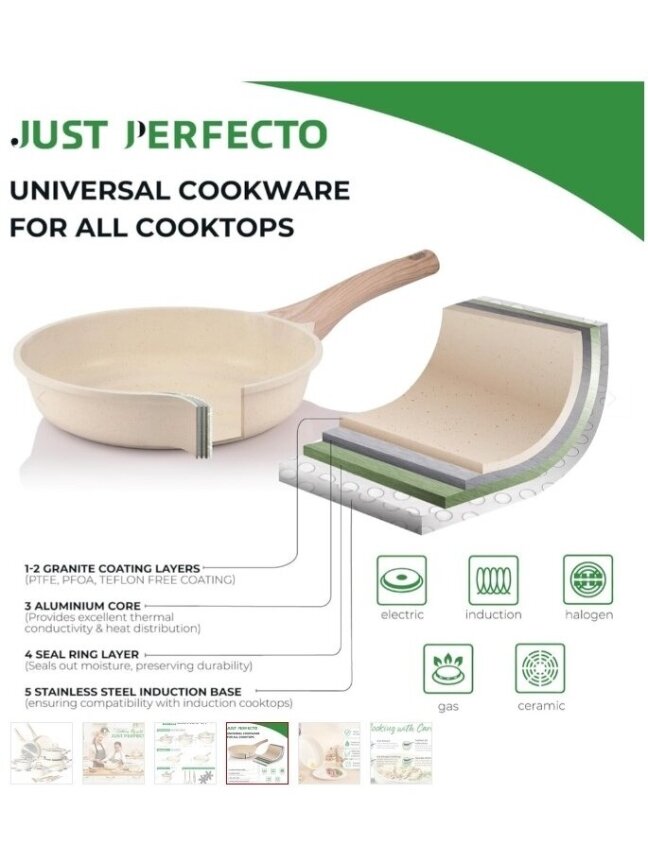 Just Perfecto MK-888: 15-Piece Granite Cookware Set – Beige 3