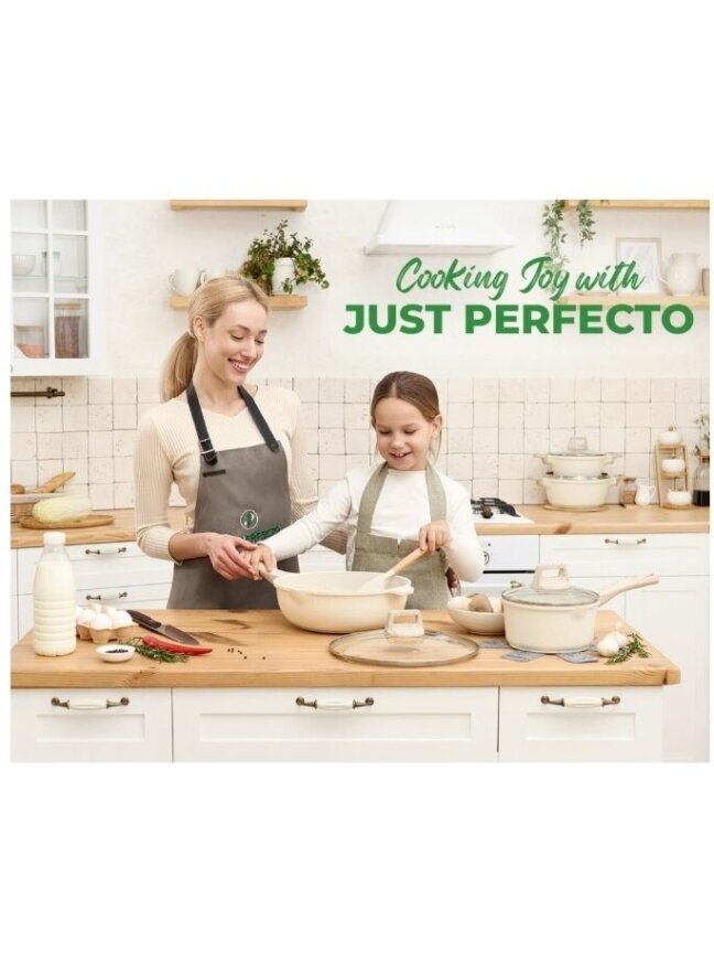 Just Perfecto MK-888: 15-Piece Granite Cookware Set – Beige 2