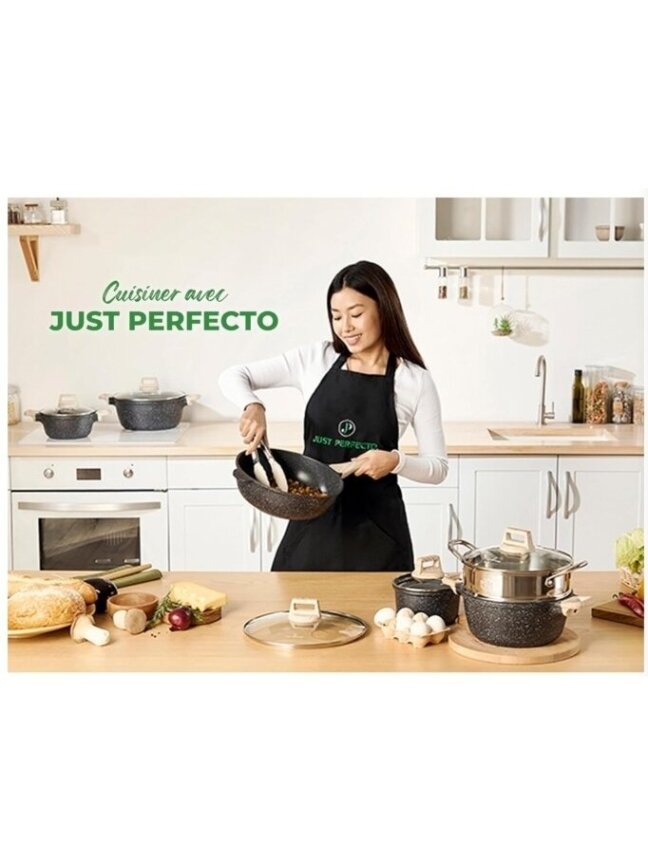 Just Perfecto MK-32: 13-Piece Granite Cookware Set – Black 8