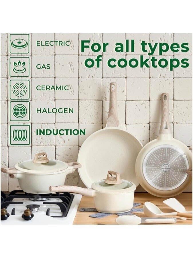 JUST PERFECTO NK-888, cookware set with induction pots and pans, 14 pcs., PTFE- and PFOA-free 5