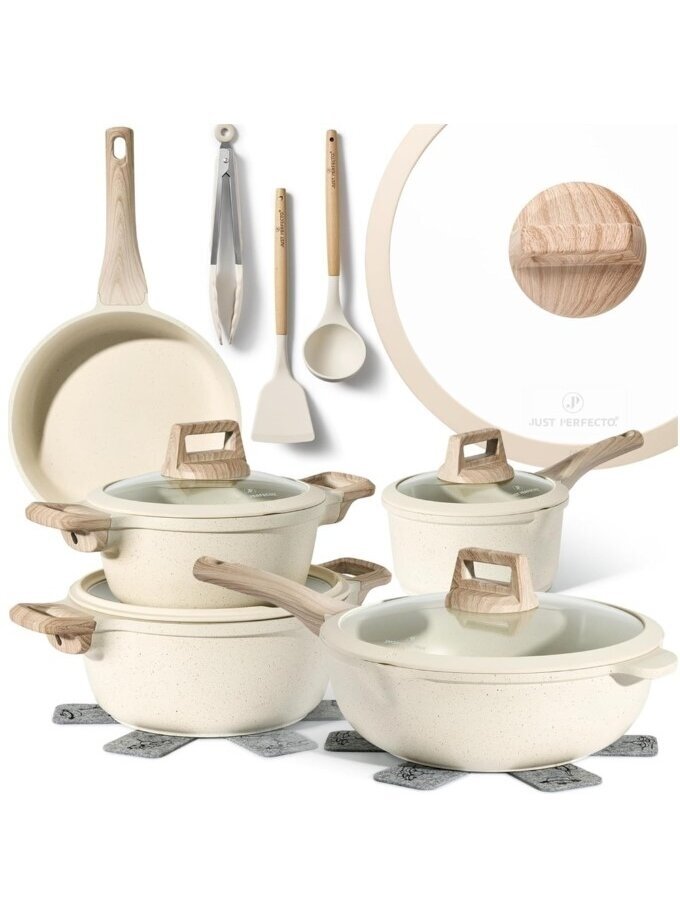 JUST PERFECTO NK-888, cookware set with induction pots and pans, 14 pcs., PTFE- and PFOA-free 2