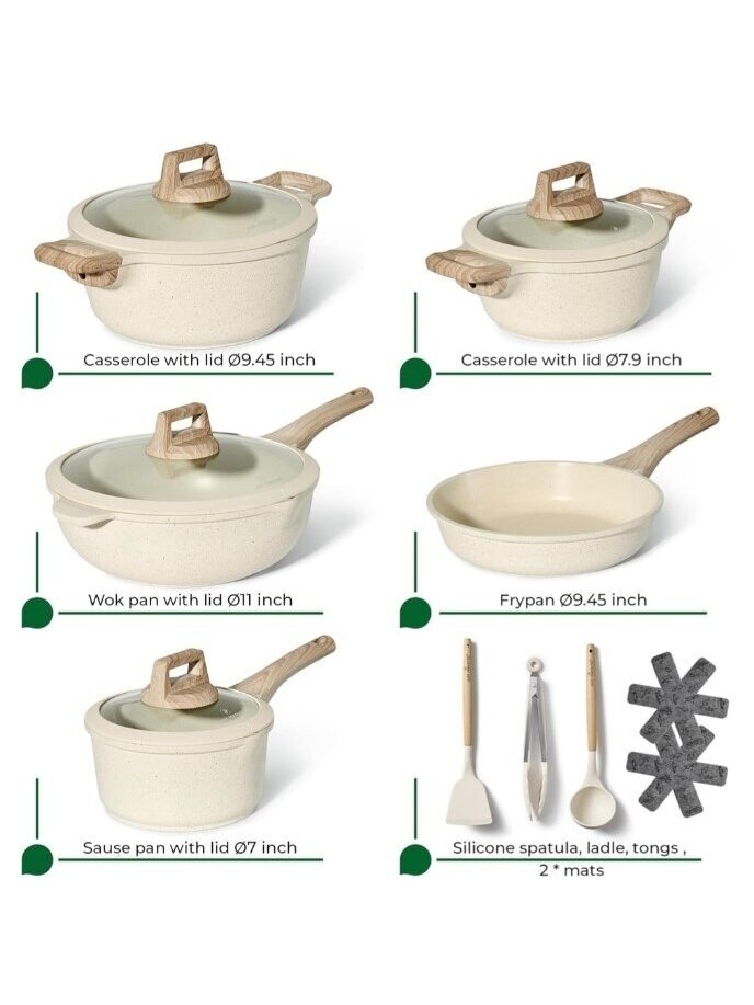 JUST PERFECTO NK-888, cookware set with induction pots and pans, 14 pcs., PTFE- and PFOA-free 1