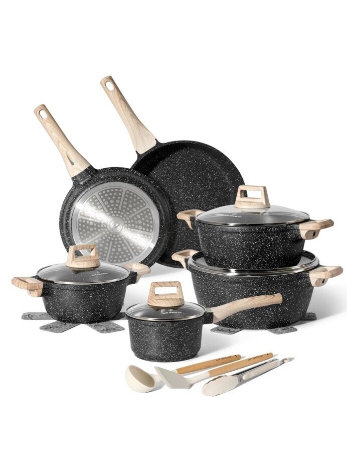 Just Perfecto MK-27: 15-Piece Cookware Set – Black