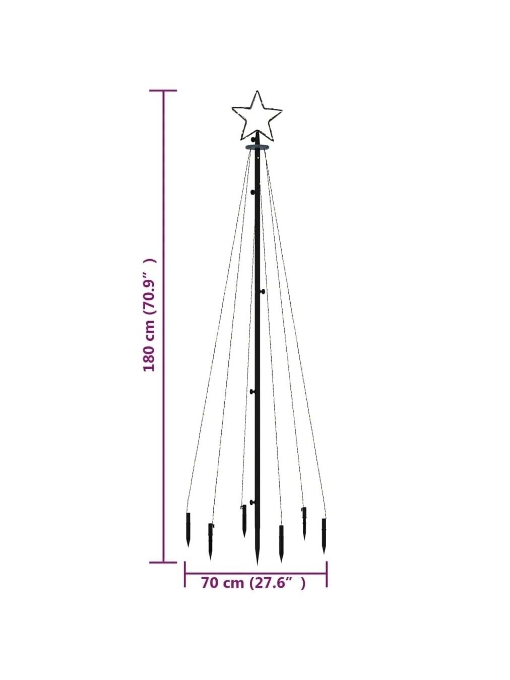 Christmas tree with stake, cool white, 108 LEDs, 180 cm 7