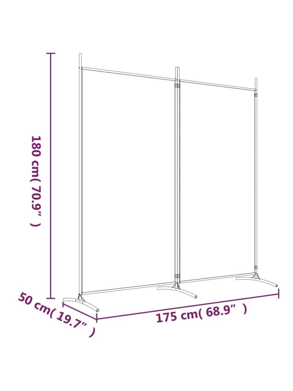 Telpas starpsiena, 2 daļas, brūna, 175x180 cm, audums 7