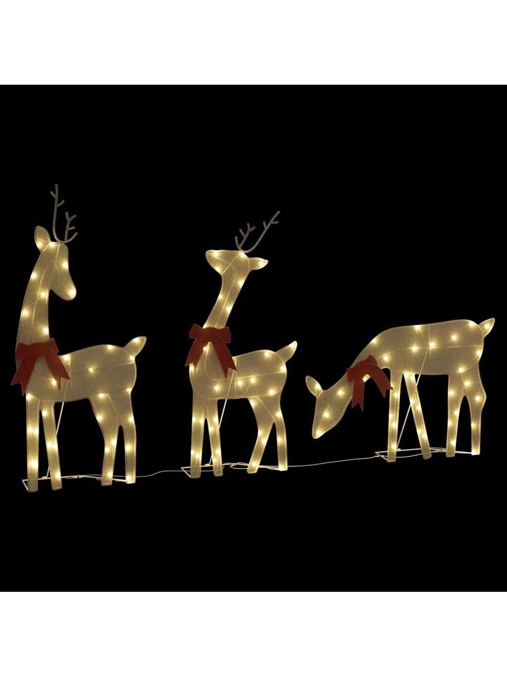 Christmas Reindeer Decoration Set, 3 pcs, 90 Warm White LEDs.