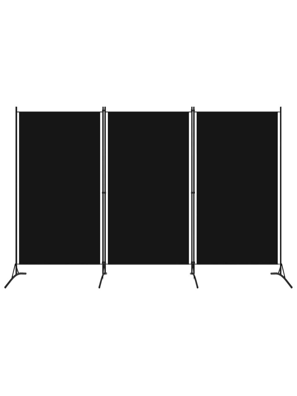 Room divider, 3-panel, black, 260×180 cm