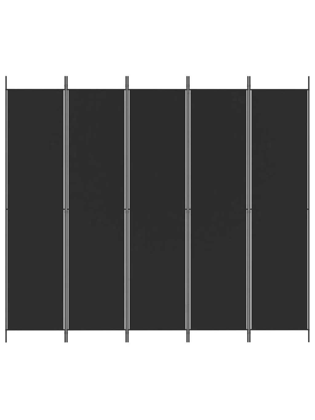 Telpas starpsiena, 5 daļas, melna, 250x220 cm, audums 2