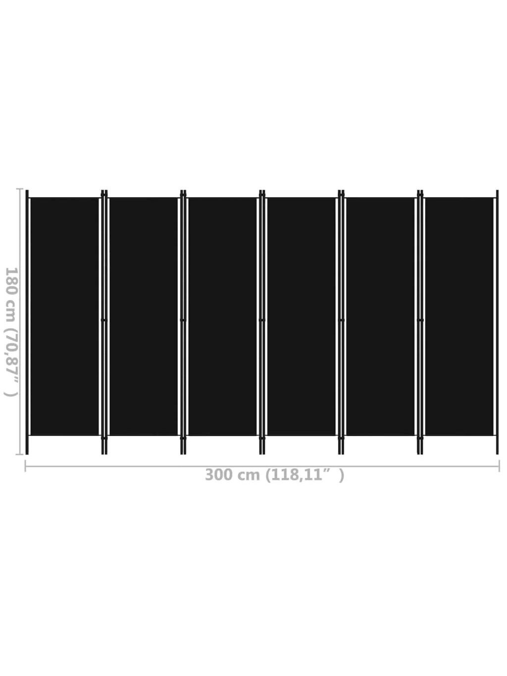 Room divider, 6 panels, black, 300 × 180 cm 5 Room divider, 6 panels, black, 300 × 180 cm 5
