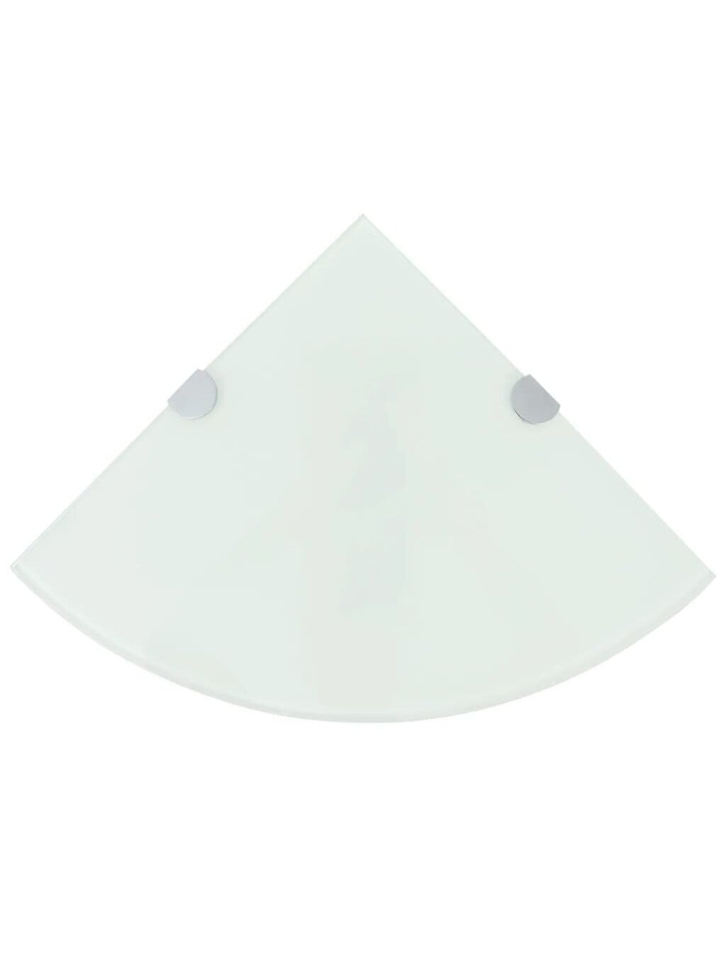 Corner shelf with chrome brackets, white glass, 35 × 35 cm
