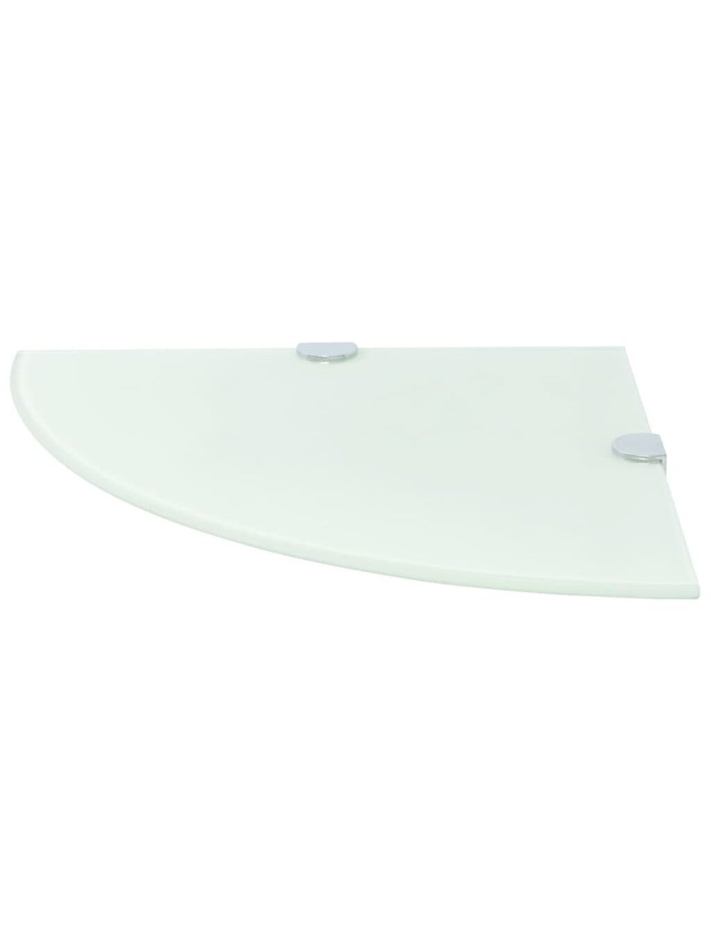 Corner shelf with chrome brackets, white glass, 35 × 35 cm 1