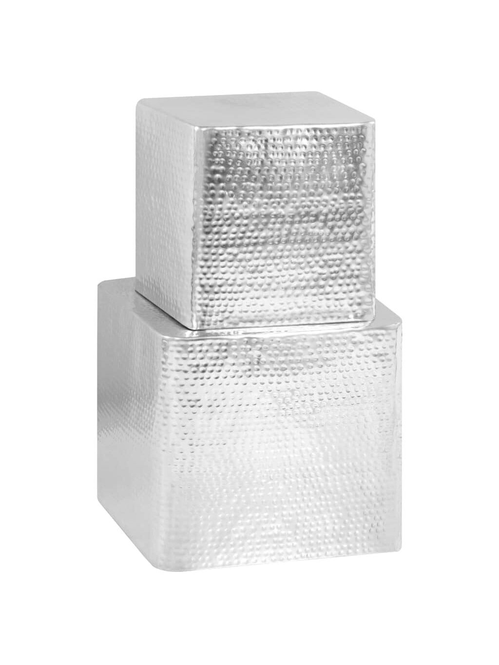 Stoliki kawowe, 2 szt., w kolorze srebrnym, aluminium, ręcznie wykonane 2