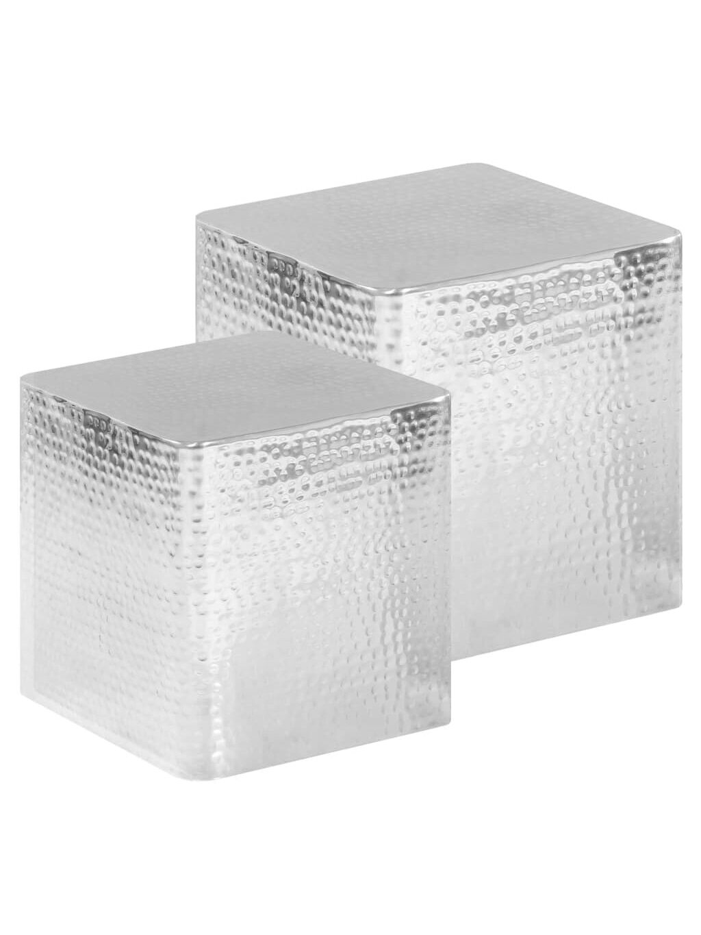 Stoliki kawowe, 2 szt., w kolorze srebrnym, aluminium, ręcznie wykonane