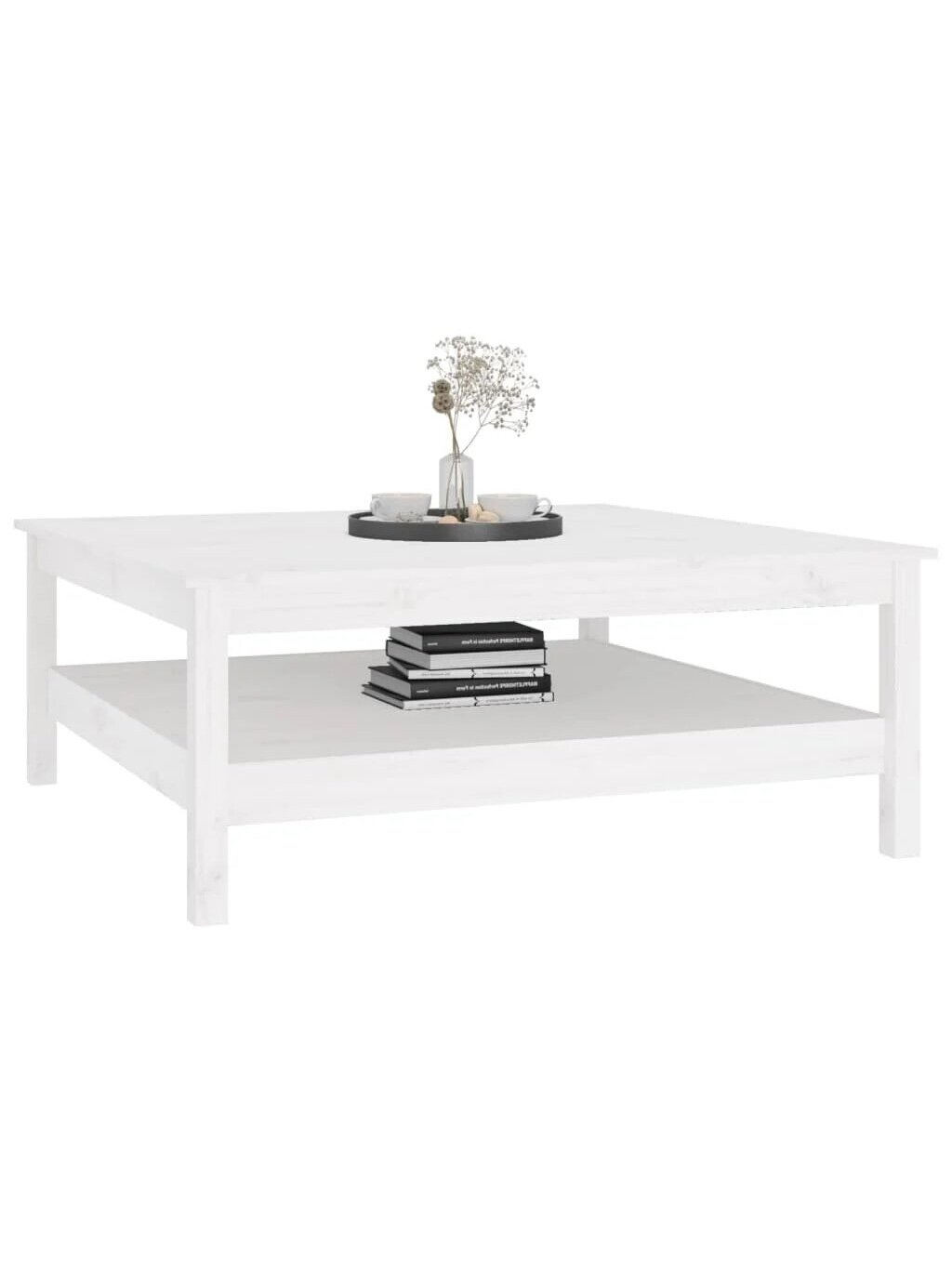 Coffee table, white, 100 × 100 × 40 cm, solid pine wood. 3