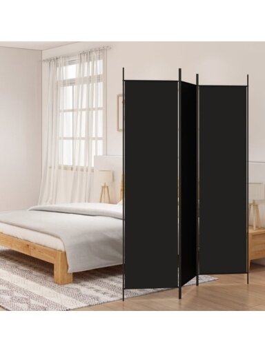 Telpas starpsiena, 3 daļas, melna, 150 × 200 cm, audums