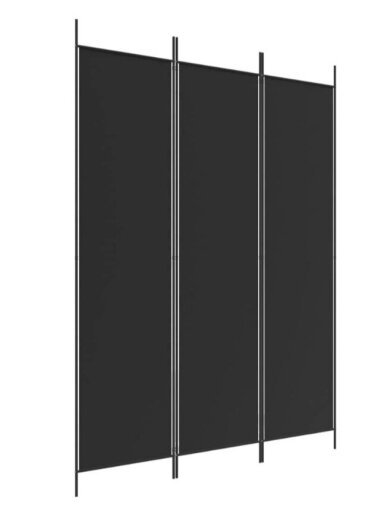 Telpas starpsiena, 3 daļas, melna, 150 × 200 cm, audums