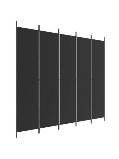 Parawan pokojowy, 5 paneli, czarny, 250x220 cm, tkanina