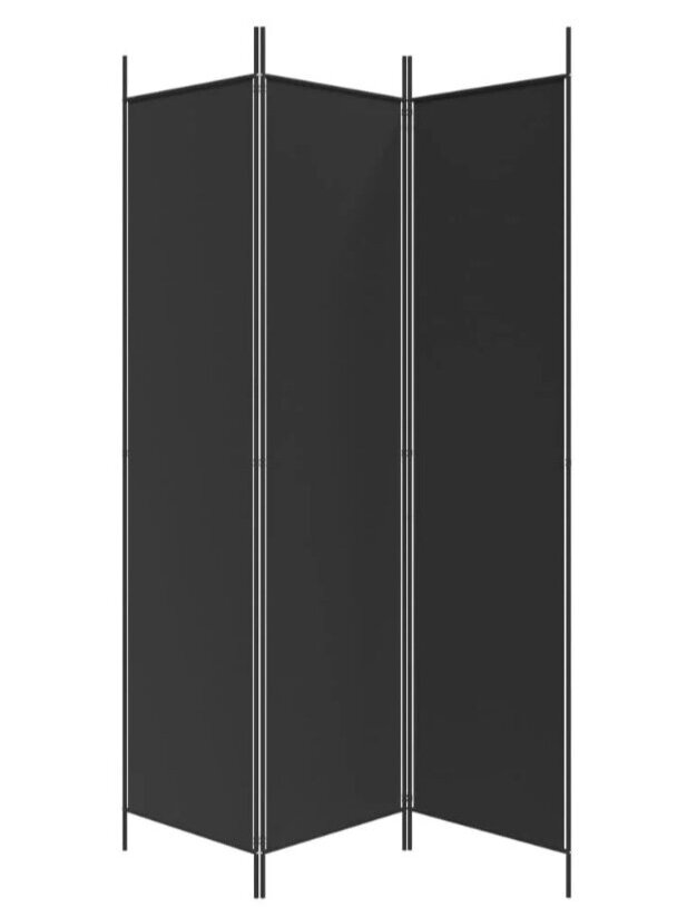 Telpas starpsiena, 3 daļas, melna, 150 × 200 cm, audums 3