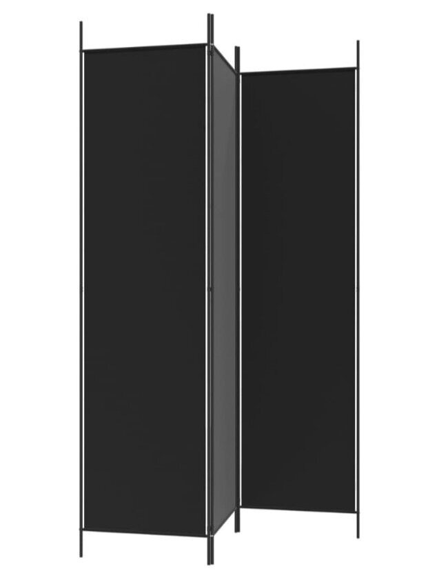 Telpas starpsiena, 3 daļas, melna, 150 × 200 cm, audums 4