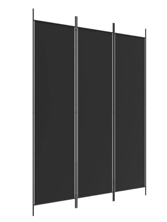 Telpas starpsiena, 3 daļas, melna, 150 × 200 cm, audums 1