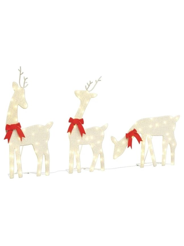 Christmas Reindeer Decoration Set, 3 pcs, 90 Warm White LEDs. 1