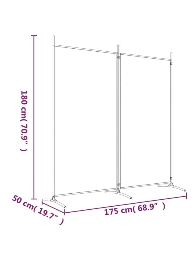 Telpas starpsiena, 2 daļas, brūna, 175x180 cm, audums 7
