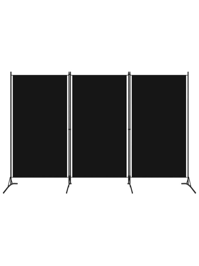 Room divider, 3-panel, black, 260×180 cm