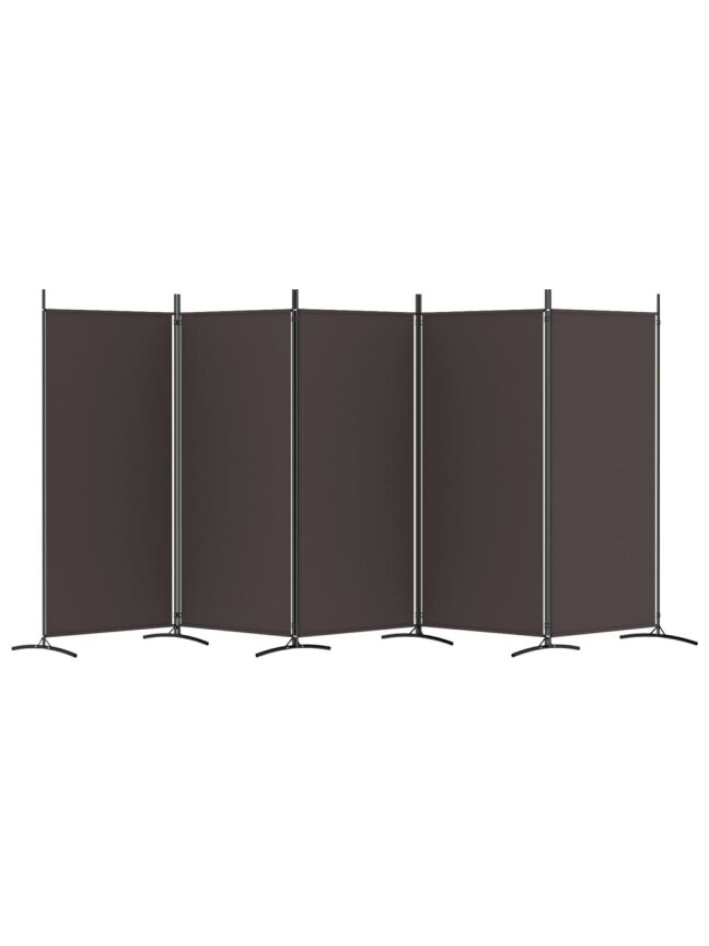 Room divider, 5 panels, brown, 433 × 180 cm, fabric 3