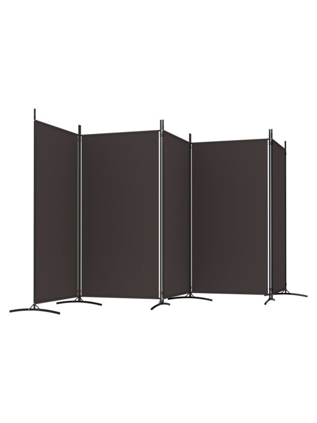 Room divider, 5 panels, brown, 433 × 180 cm, fabric 4