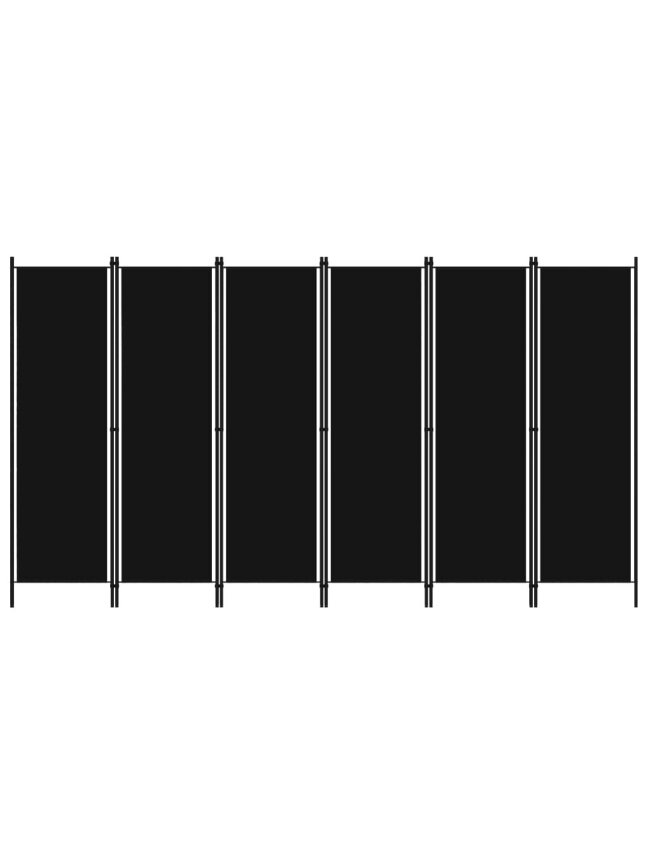 Room divider, 6 panels, black, 300 × 180 cm