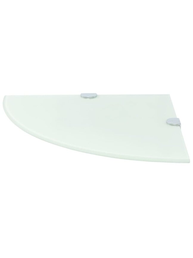Corner shelf with chrome brackets, white glass, 35 × 35 cm 1