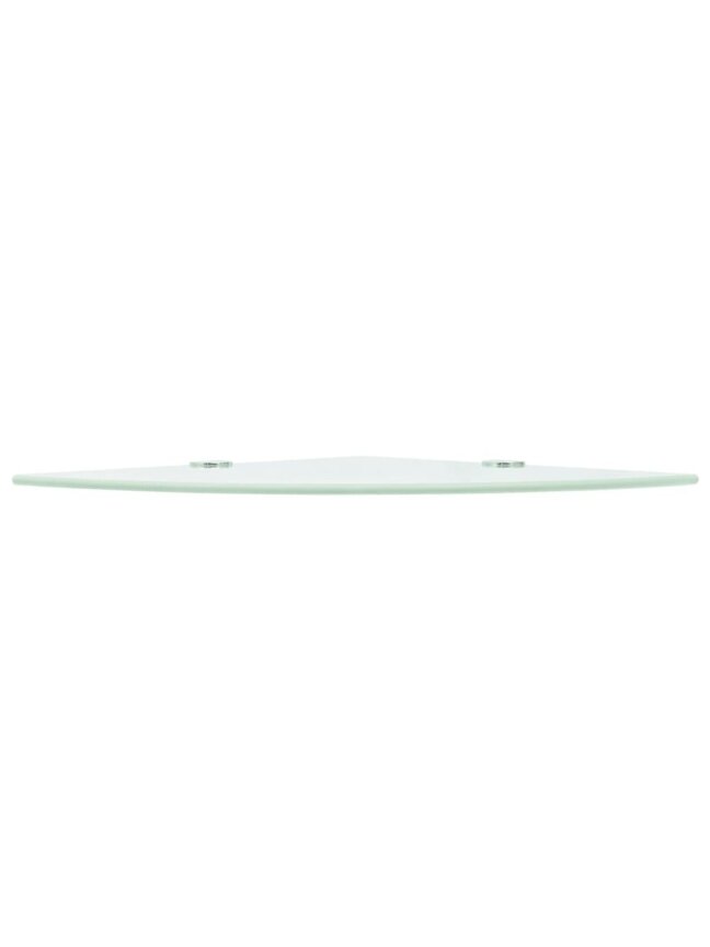 Corner shelf with chrome brackets, white glass, 35 × 35 cm 2