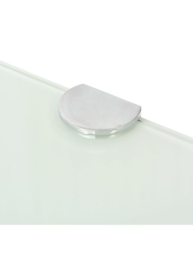 Corner shelf with chrome brackets, white glass, 35 × 35 cm 3